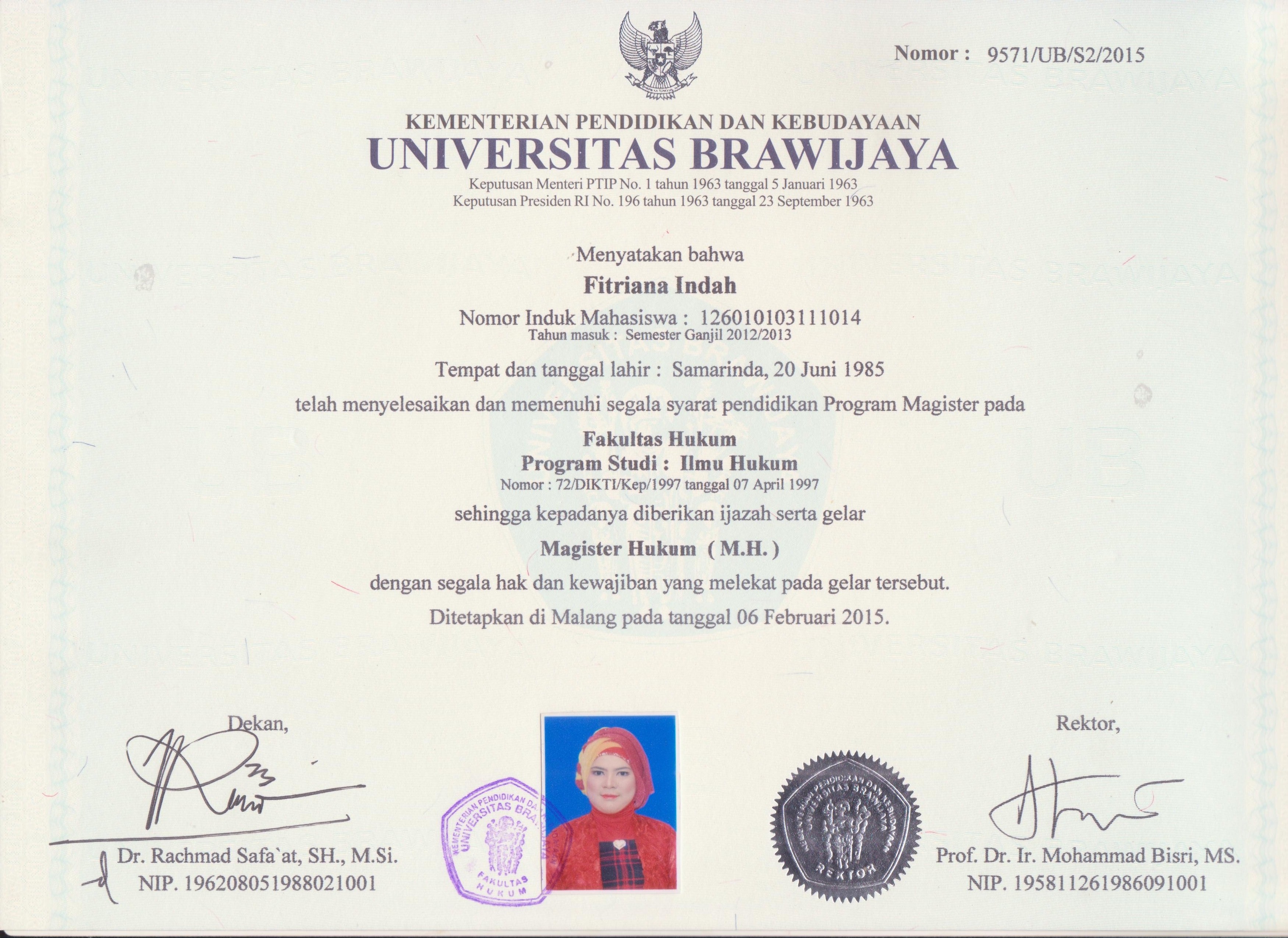 Tanggal ijazah s1